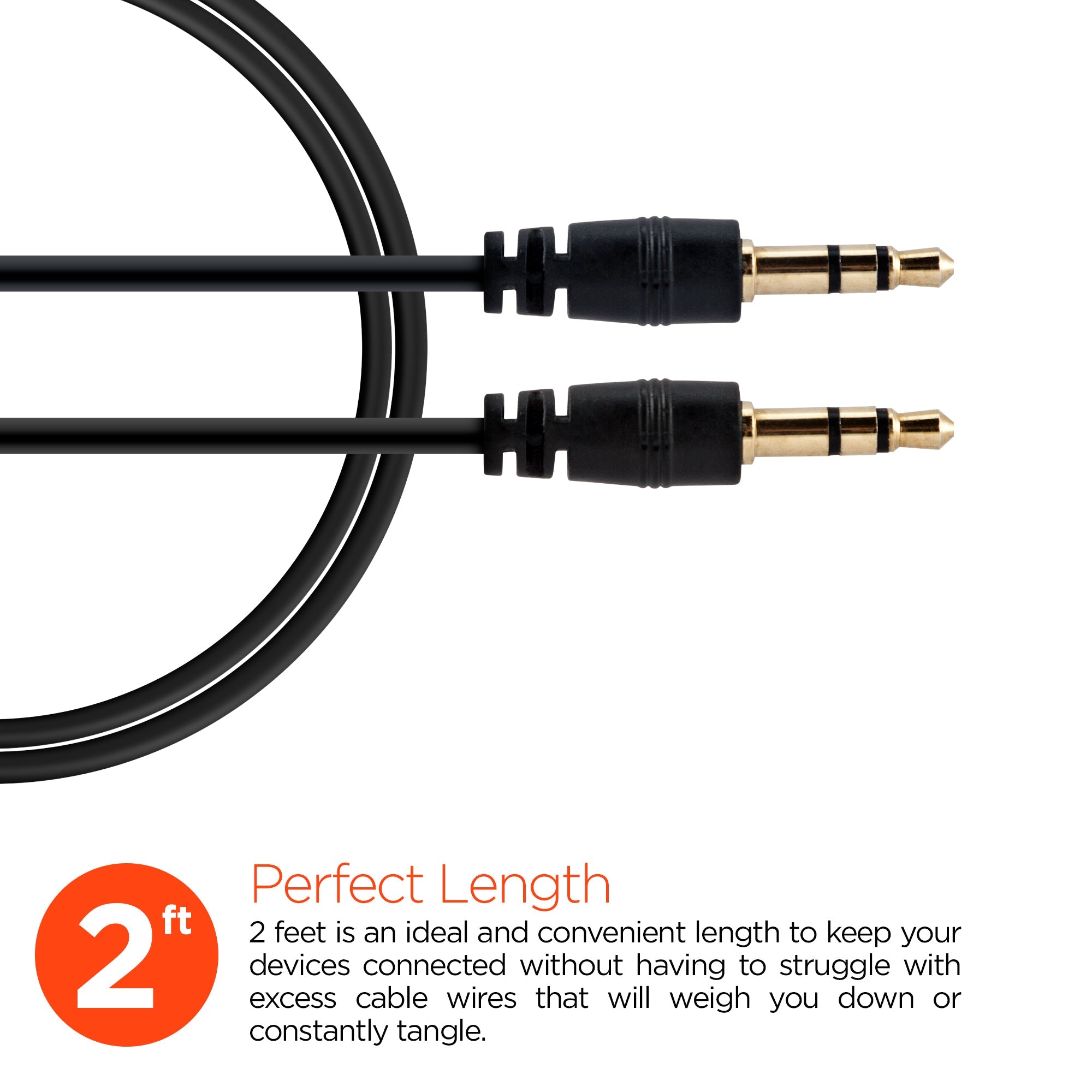 HyperGear 3.5mm Stereo AUX Cable 2ft Black (14029-HYP) Jupiter Gear Home