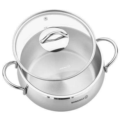 Korkmaz Tombik 2.5L Stainless Steel Casserole Dish with Lid Jupiter Gear Home