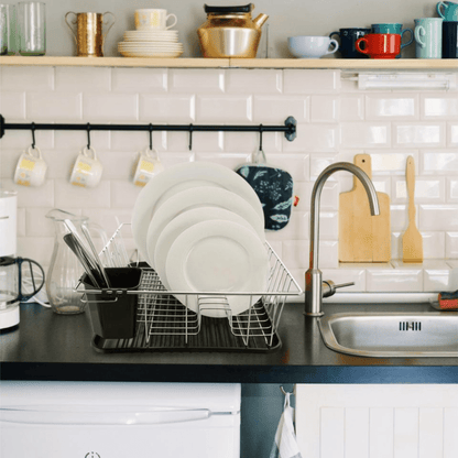 Better Chef 16" Chrome-Plated Metal Dish Rack with Drain Tray Jupiter Gear Home