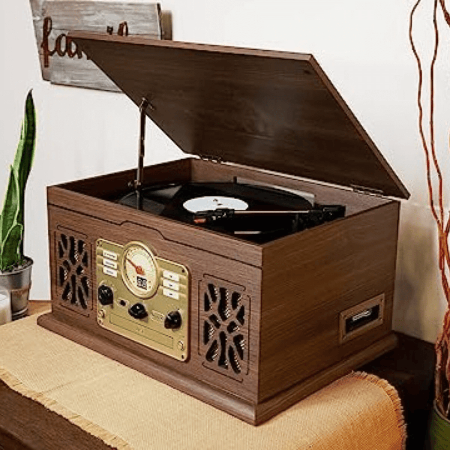 Victor State 7-in-1 Wood Music Center Espresso - Refurbished Jupiter Gear Home
