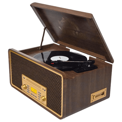 Victor Monument 8-in-1 Wood Music Center Espresso - Refurbished Jupiter Gear Home