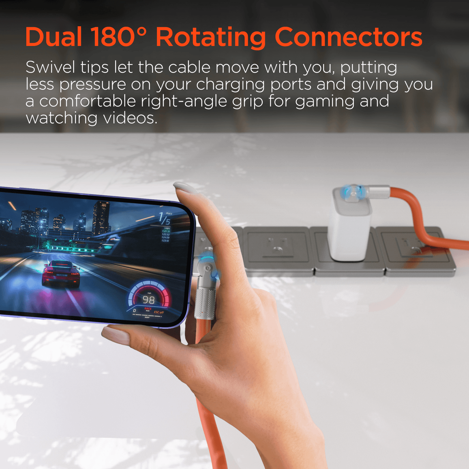 HyperGear Chunky180° 100W USB-C to USB-C Rugged Fast Charge Cable 6ft Jupiter Gear Home