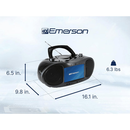 Emerson 7” Bluetooth DVD Boombox with HD-INPUT AM/FM Radio and Stereo Speakers Jupiter Gear Home
