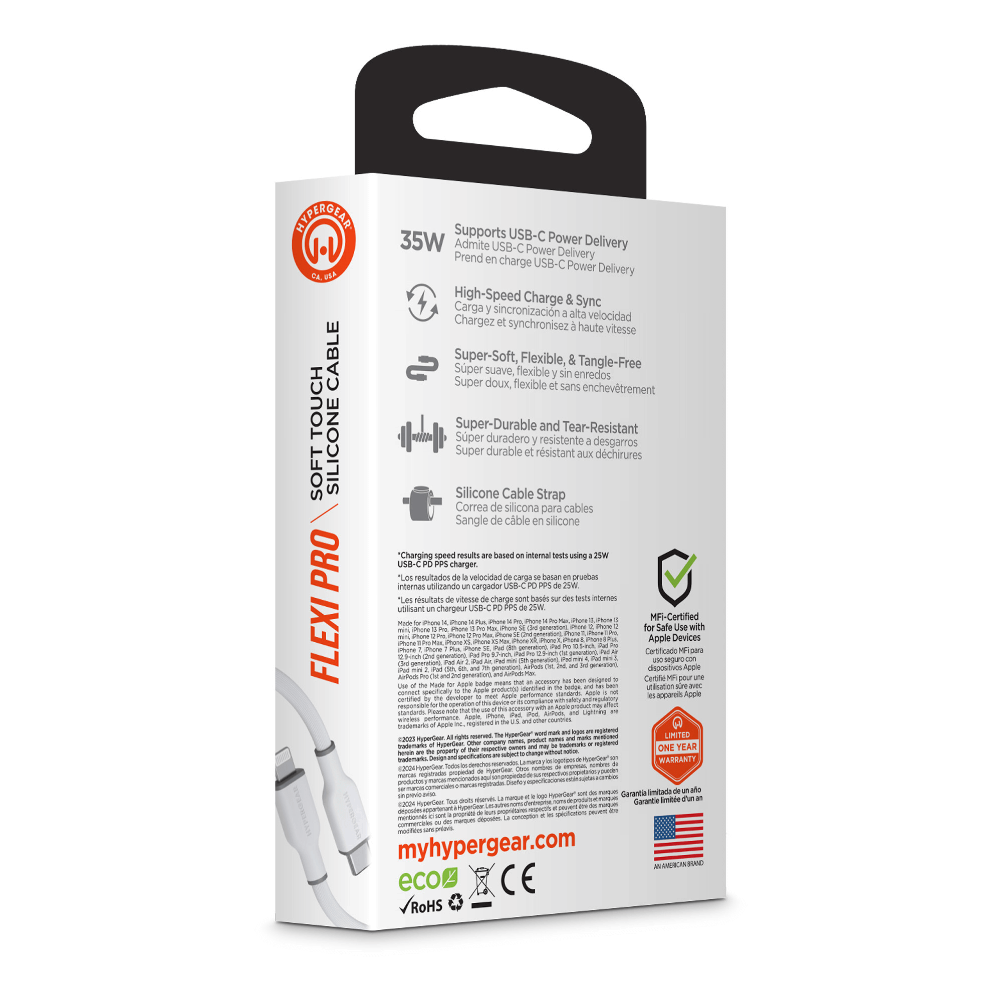 HyperGear Flexi PRO USB-C to Lightning Cable 6ft Jupiter Gear Home