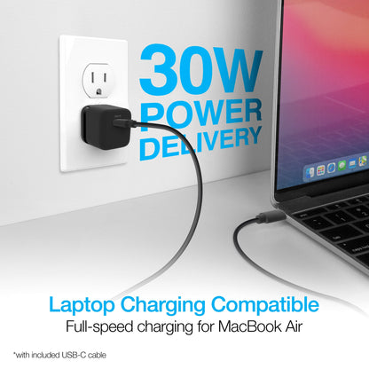Naztech 30W PD Wall Charger + USB-C to USB-C Cable 6ft for Traveling Jupiter Gear Home