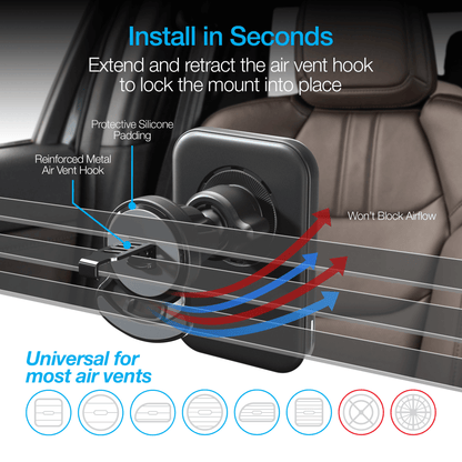 Naztech MagLock CAR 15W Magnetic Wireless Fast Charging Vent Mount with Qi2 Jupiter Gear Home