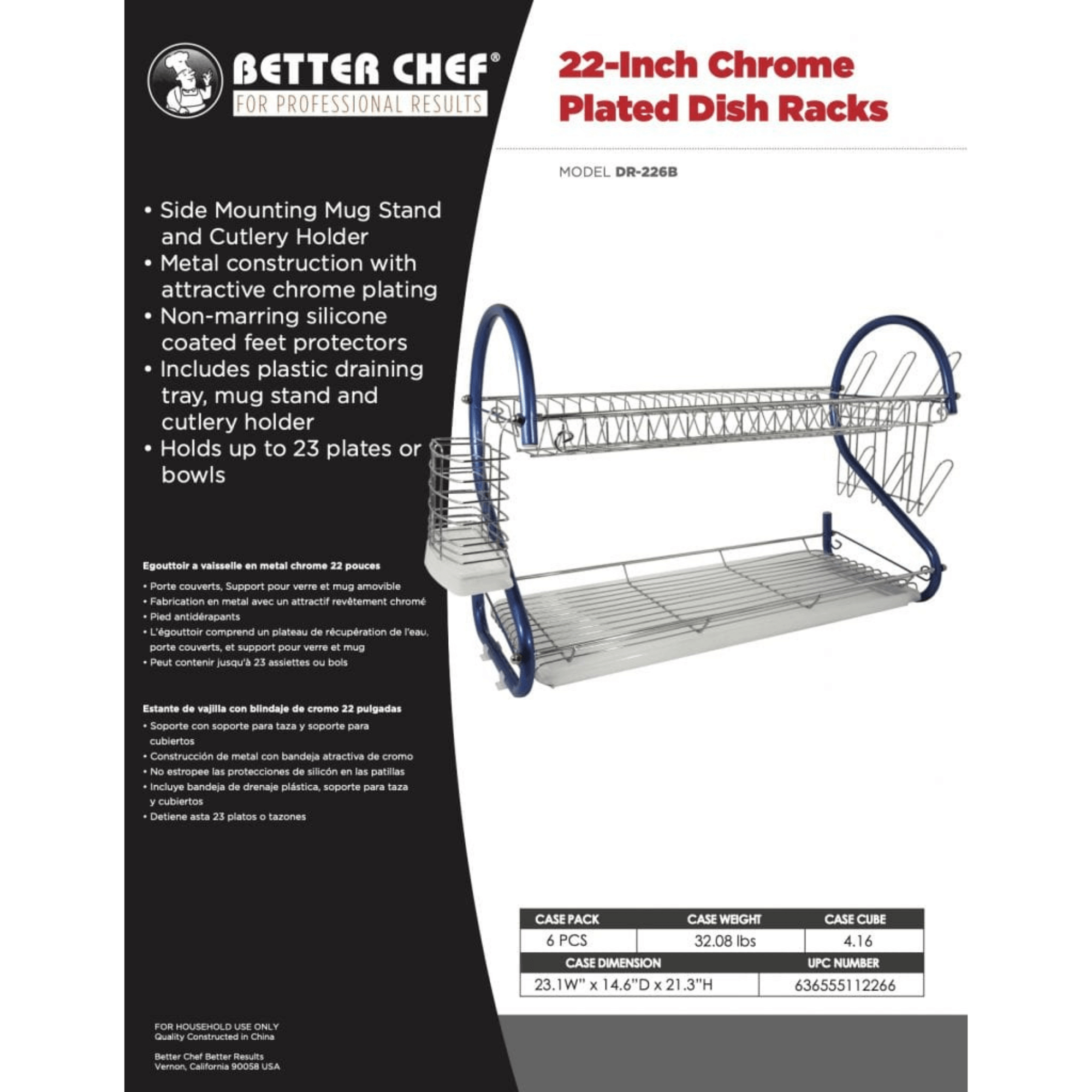 Better Chef 22" 2-Level Colored-Chrome-Plated S-Shaped Dish Rack Jupiter Gear Home
