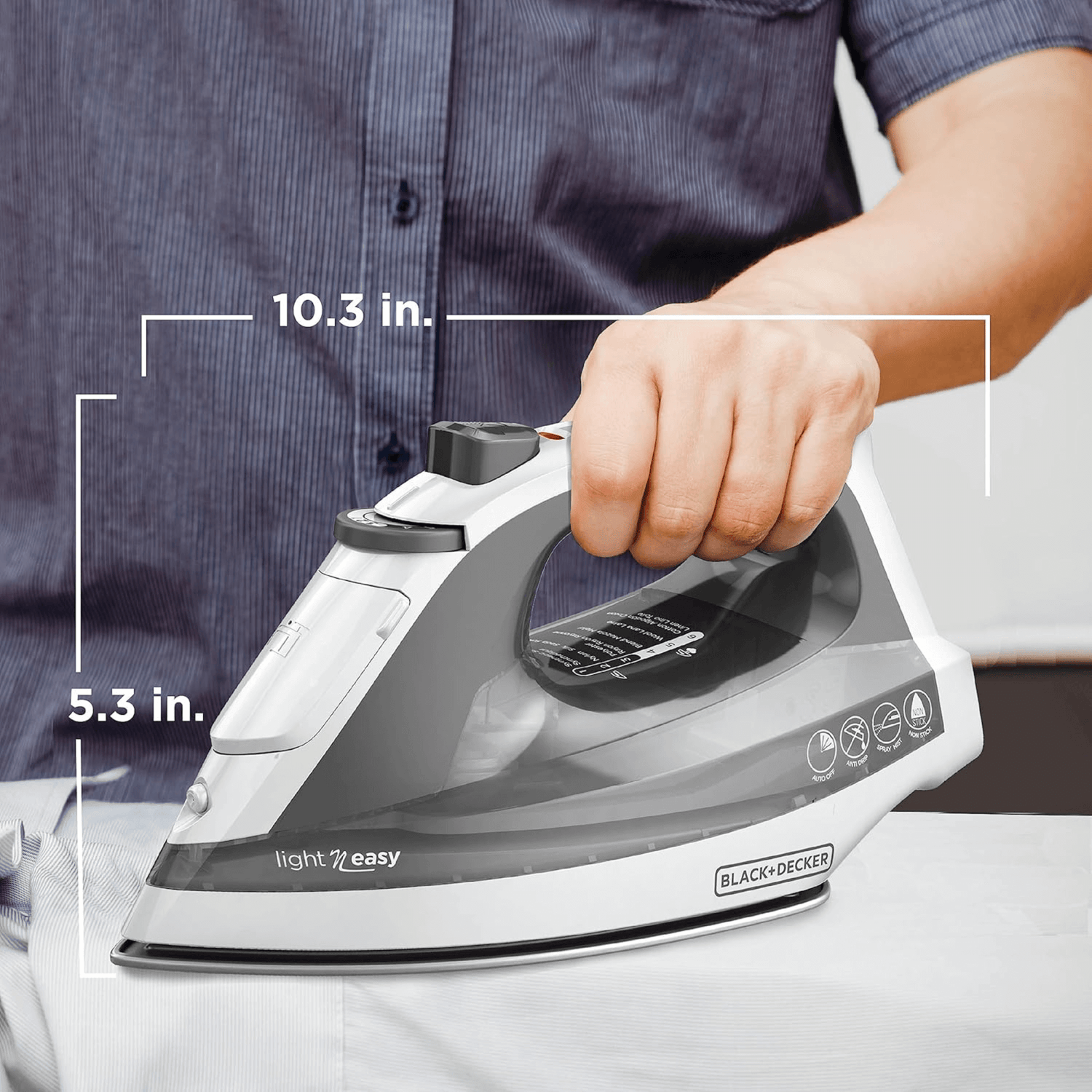 Black &amp; Decker Light N Easy Auto-Shutoff Iron with Stainless Soleplate Jupiter Gear Home