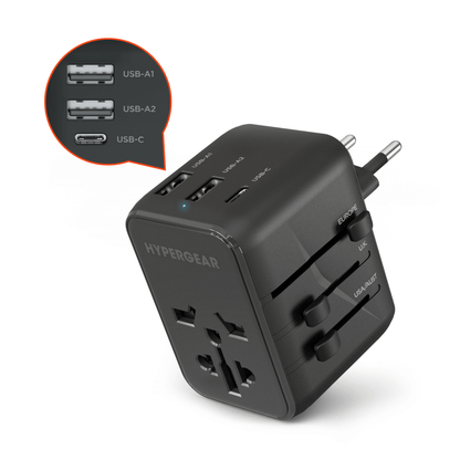 HyperGear WorldCharge Universal Travel Adapter with USB-C Jupiter Gear Home