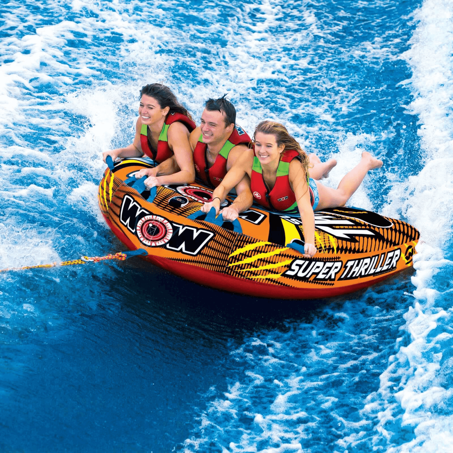 WOW Watersports Super Thriller 1 to 3 Person Inflatable Towable Deck Tube Jupiter Gear Home