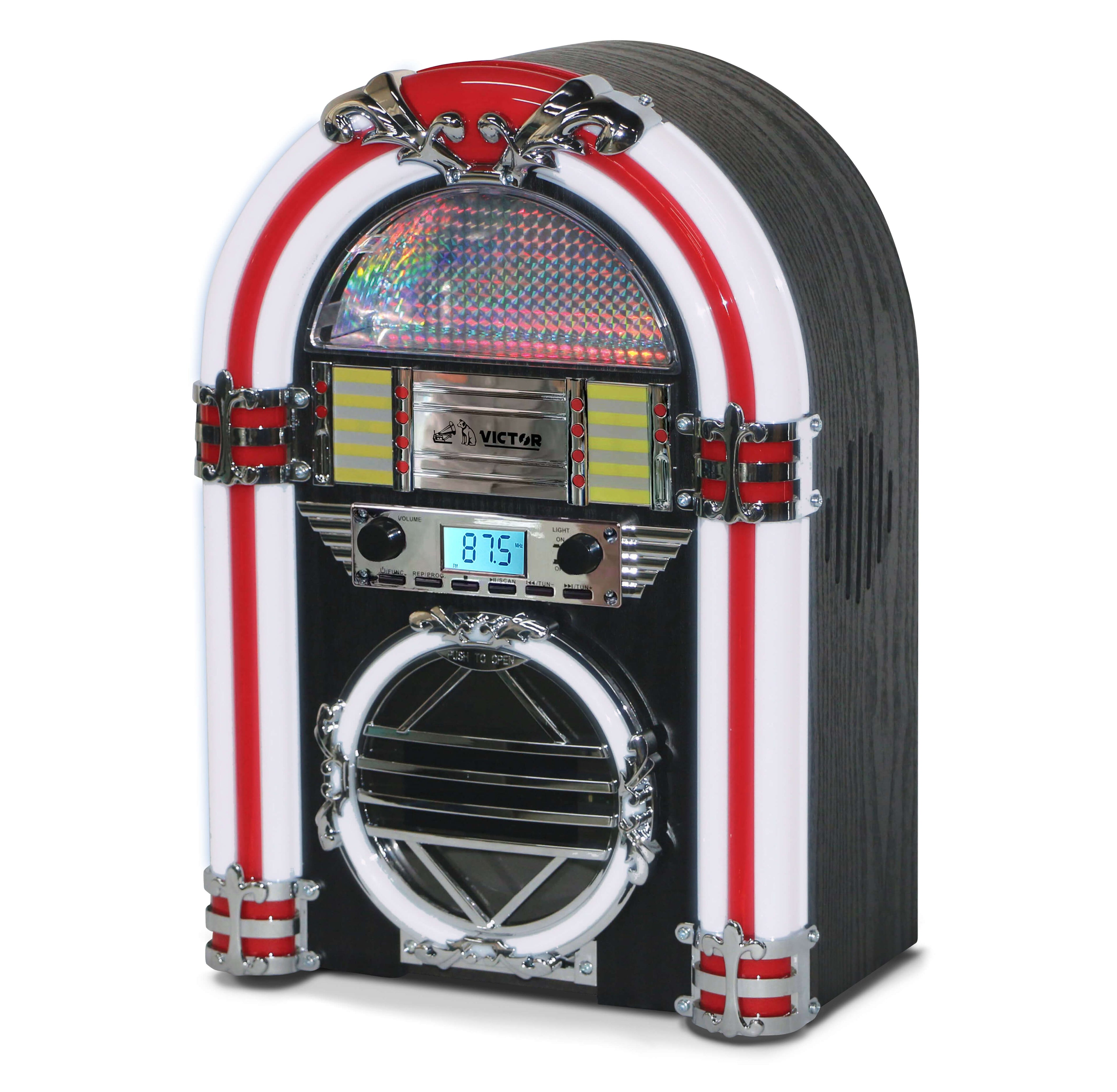 Victor Broadway Desktop Bluetooth Jukebox with CD Player &amp; Color Changing LED Lighting Jupiter Gear Home