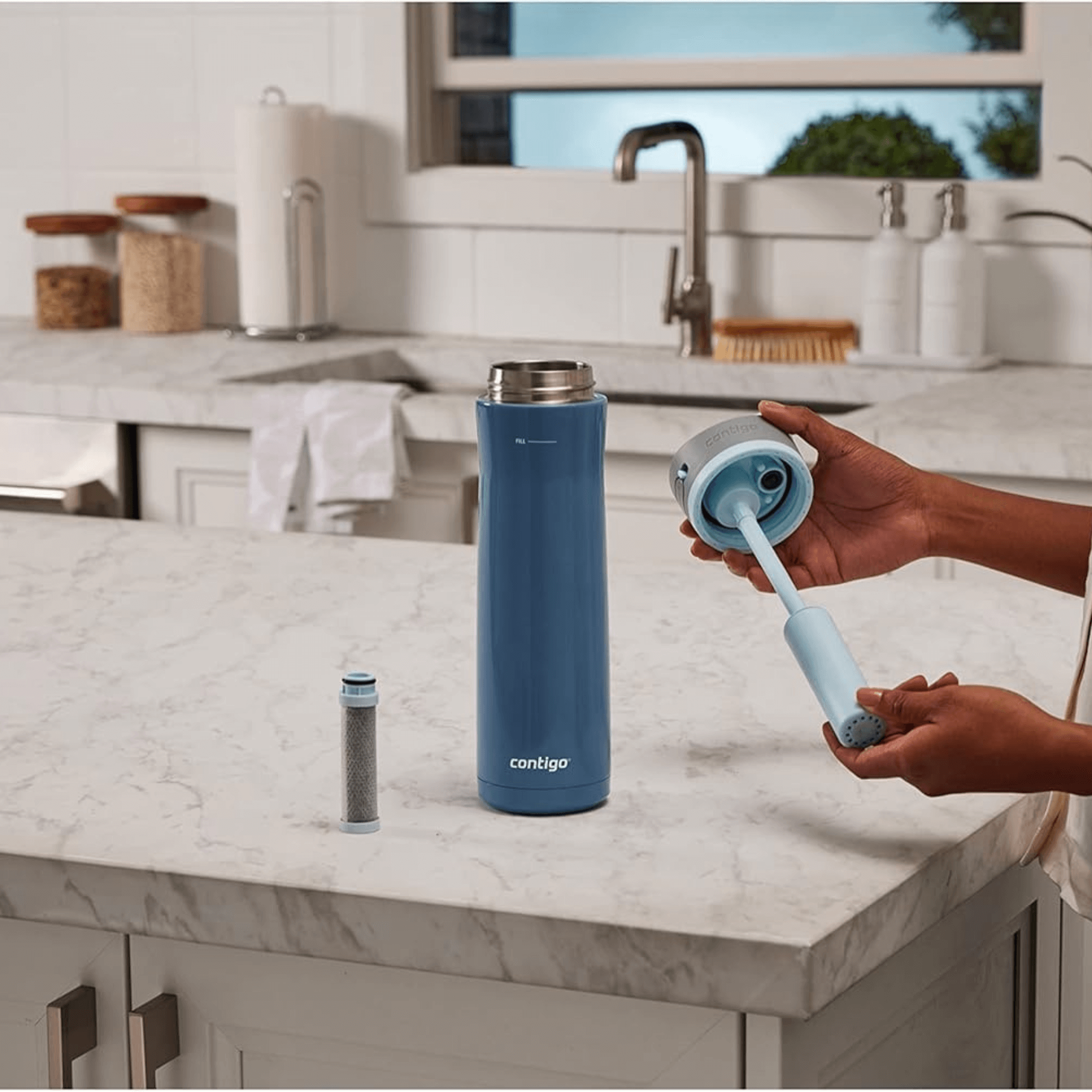 Contigo Wells Chill Stainless Steel 24oz Water Bottle with Autospout Straw Lid and Filter Jupiter Gear Home