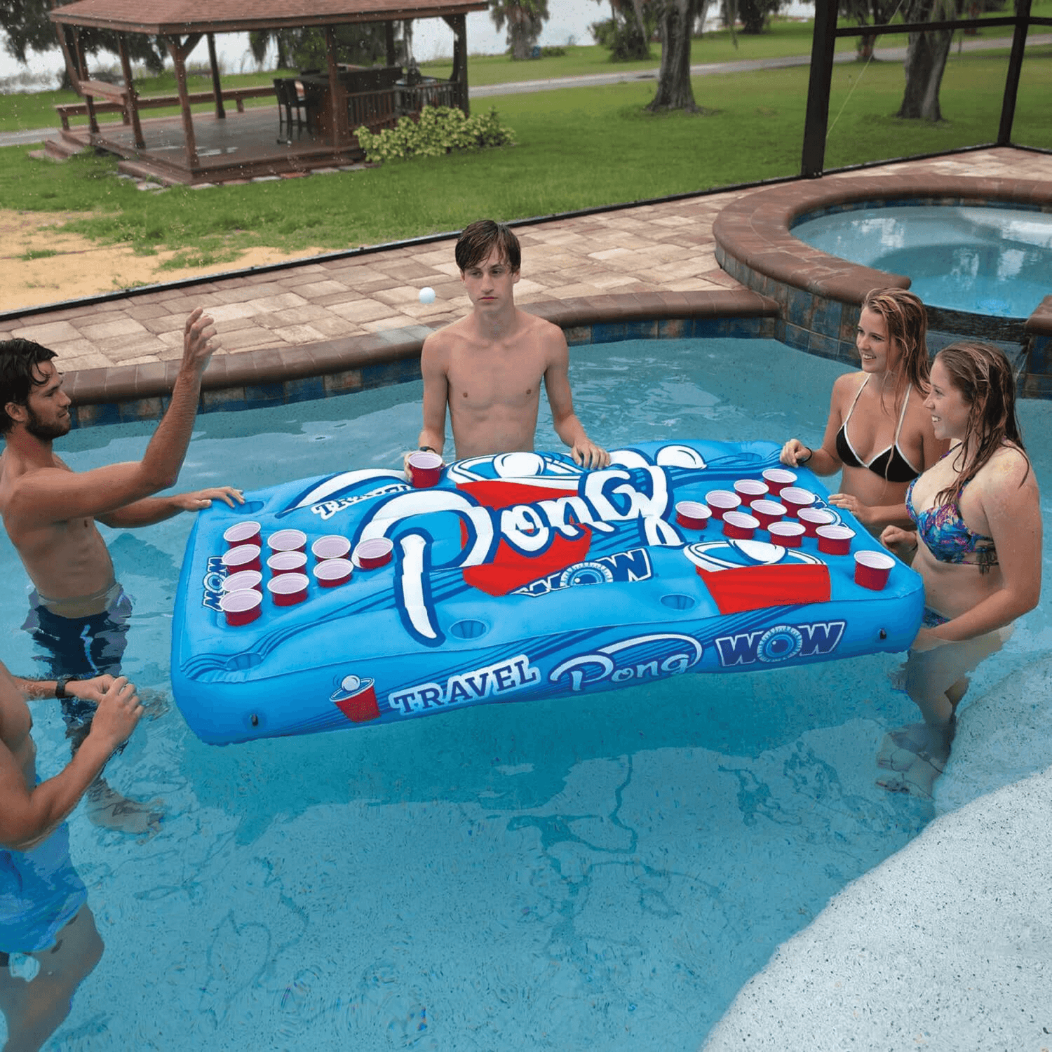 WOW Watersports Travel Pong Inflatable Floating Game with Cup Holders Jupiter Gear Home