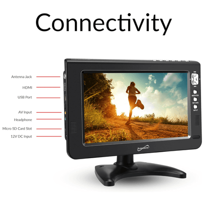 Supersonic Portable 9-inch LCD TV with Built-in Digital Tuner Rechargeable Battery ACDC Operation for Car Travel Jupiter Gear Home