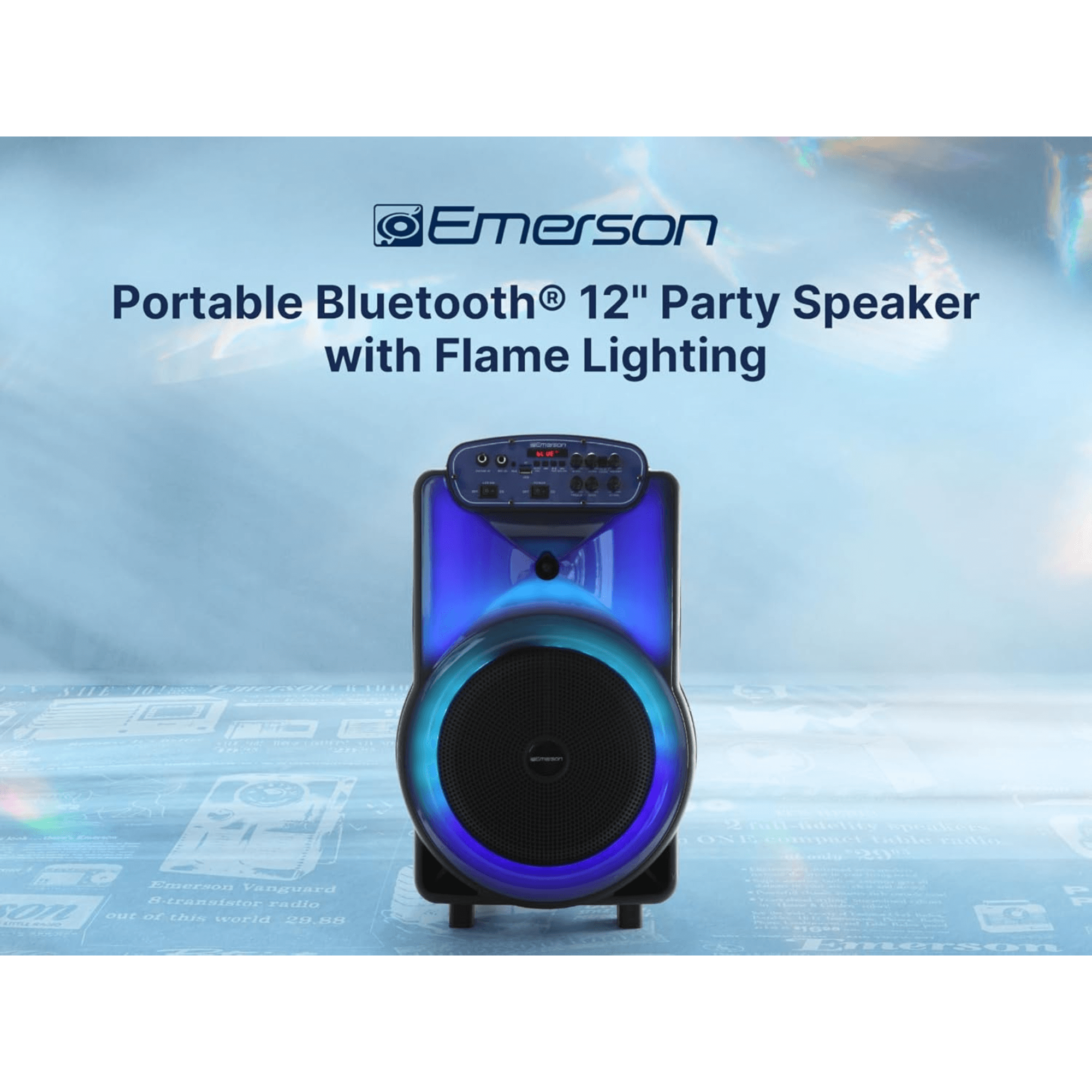 Emerson Portable Bluetooth 12" Party Speaker with Flame Lighting Jupiter Gear Home