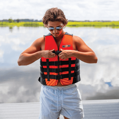 WOW Watersports Vis-Wave Adult Life Vest Red Jupiter Gear Home