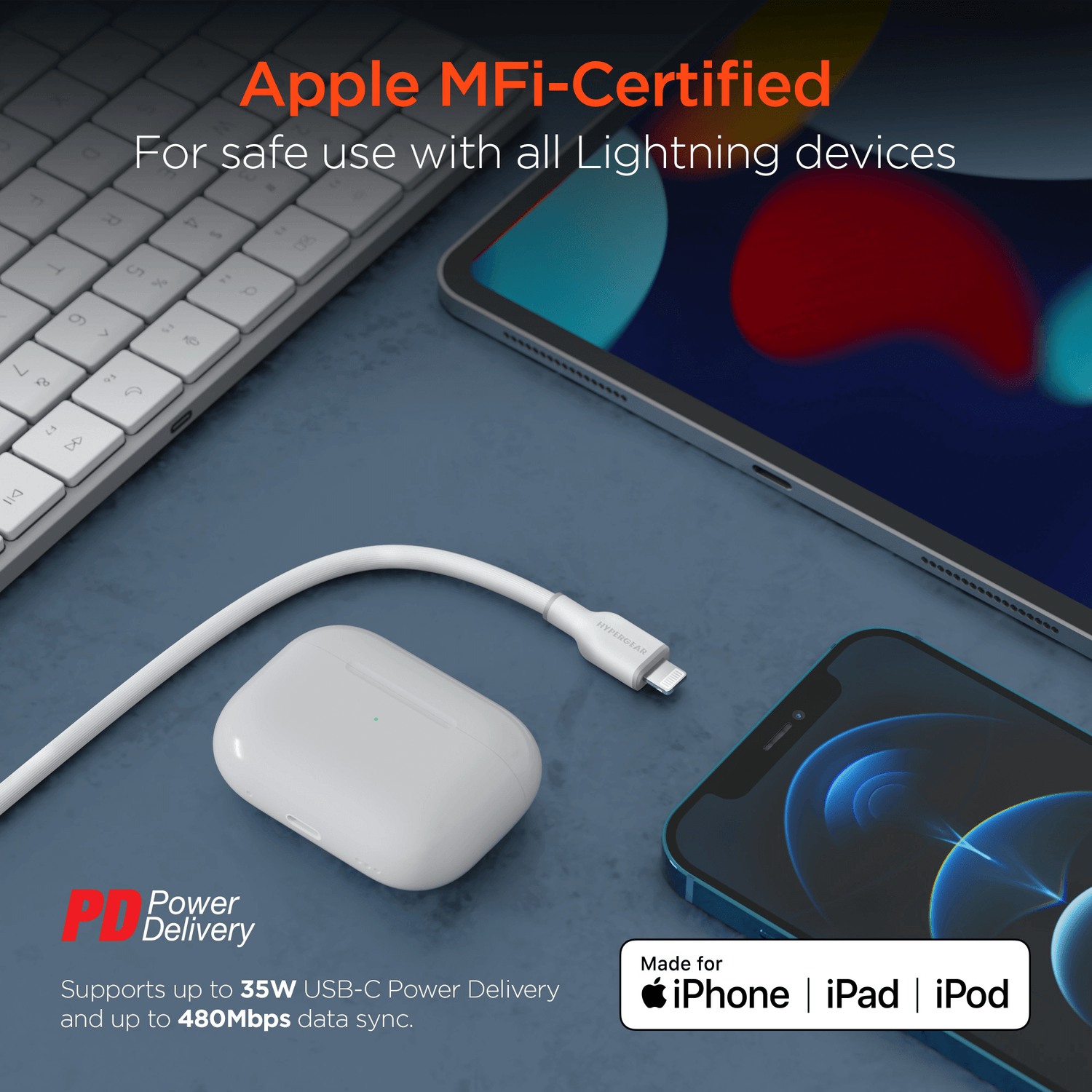 HyperGear Flexi PRO USB-C to Lightning Cable 6ft Jupiter Gear Home