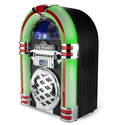 Victor Broadway II Desktop CD Jukebox with Multi-Color LED Lighting and FM Radio Jupiter Gear Home