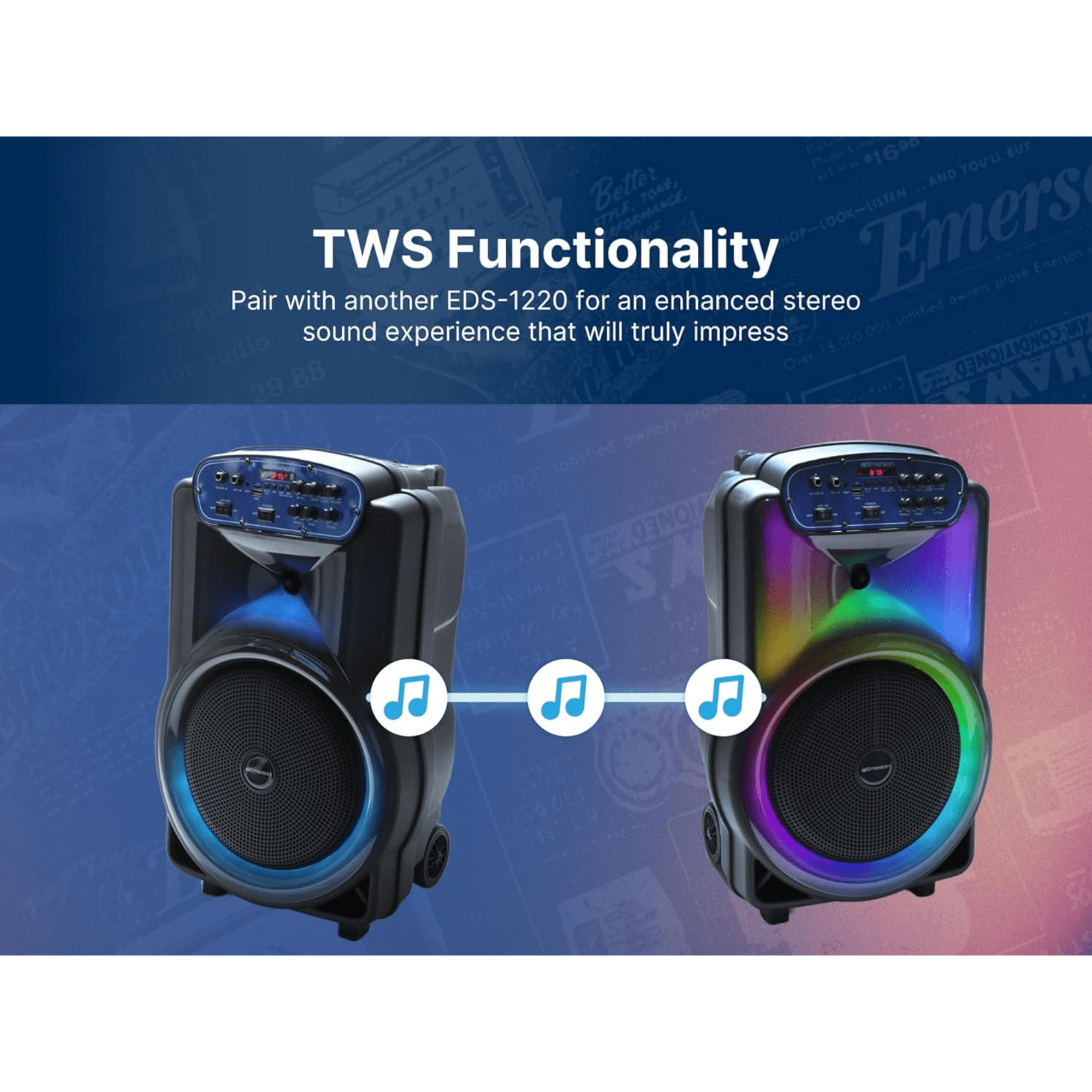 Emerson Portable Bluetooth 12" Party Speaker with Flame Lighting Jupiter Gear Home