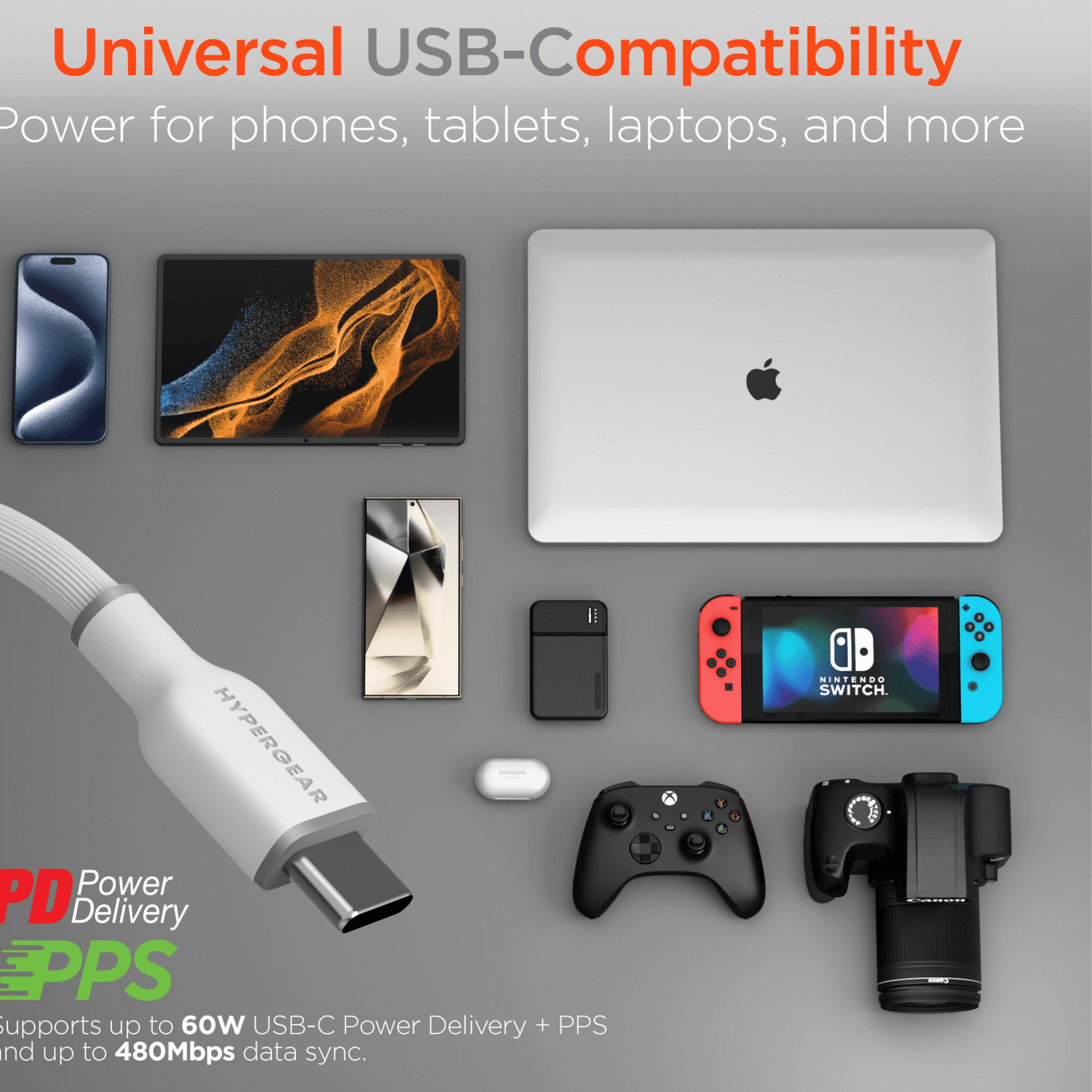 HyperGear Flexi PRO USB-C to USB-C Cable 10ft Jupiter Gear Home