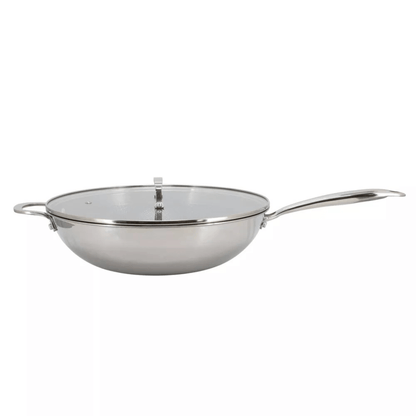 Better Chef 12.5-Inch 3-Ply Stainless Steel Nonstick Wok with Lid Jupiter Gear Home