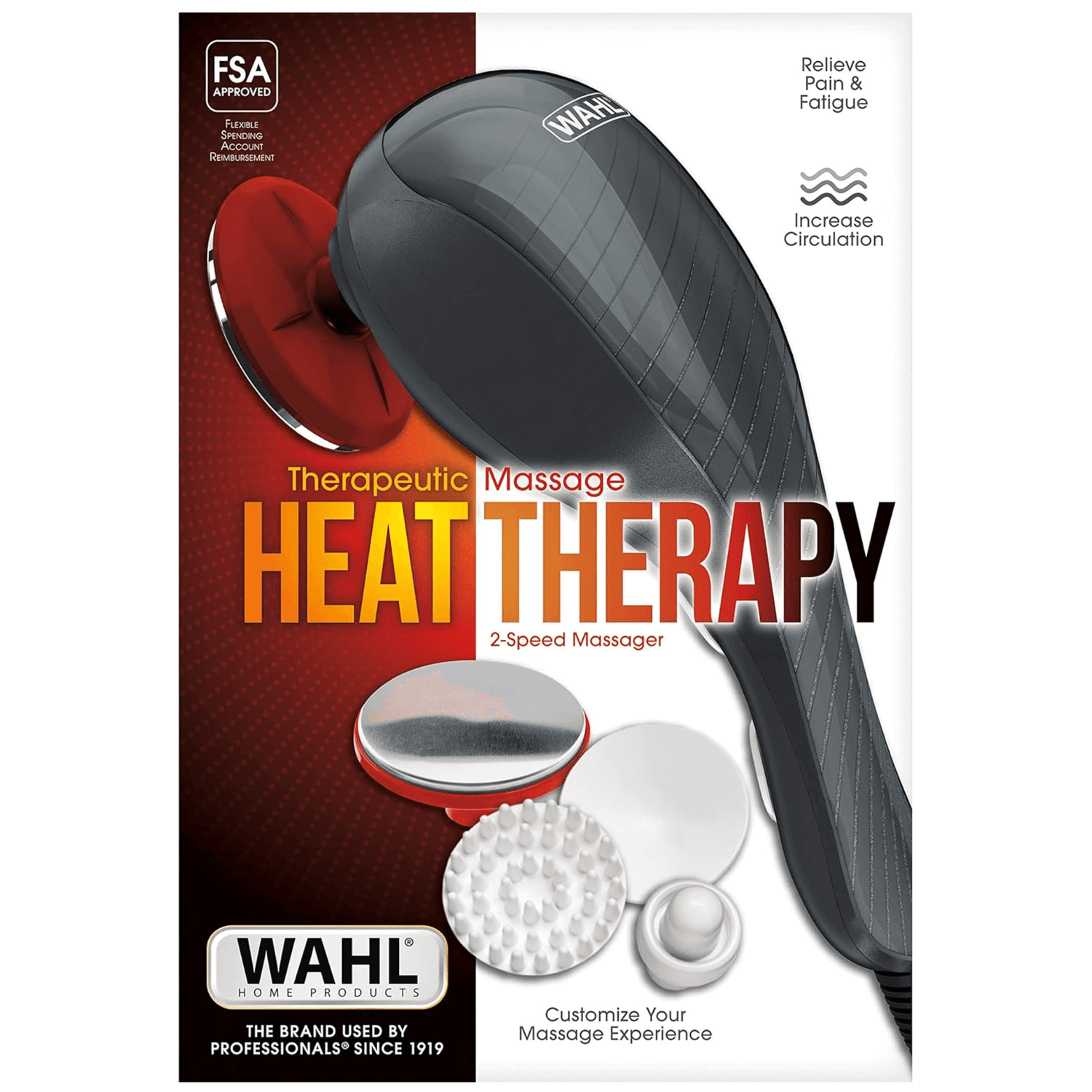 Wahl 2-Speed Handheld Heat Therapy Therapeutic Full-Body Massager Jupiter Gear Home