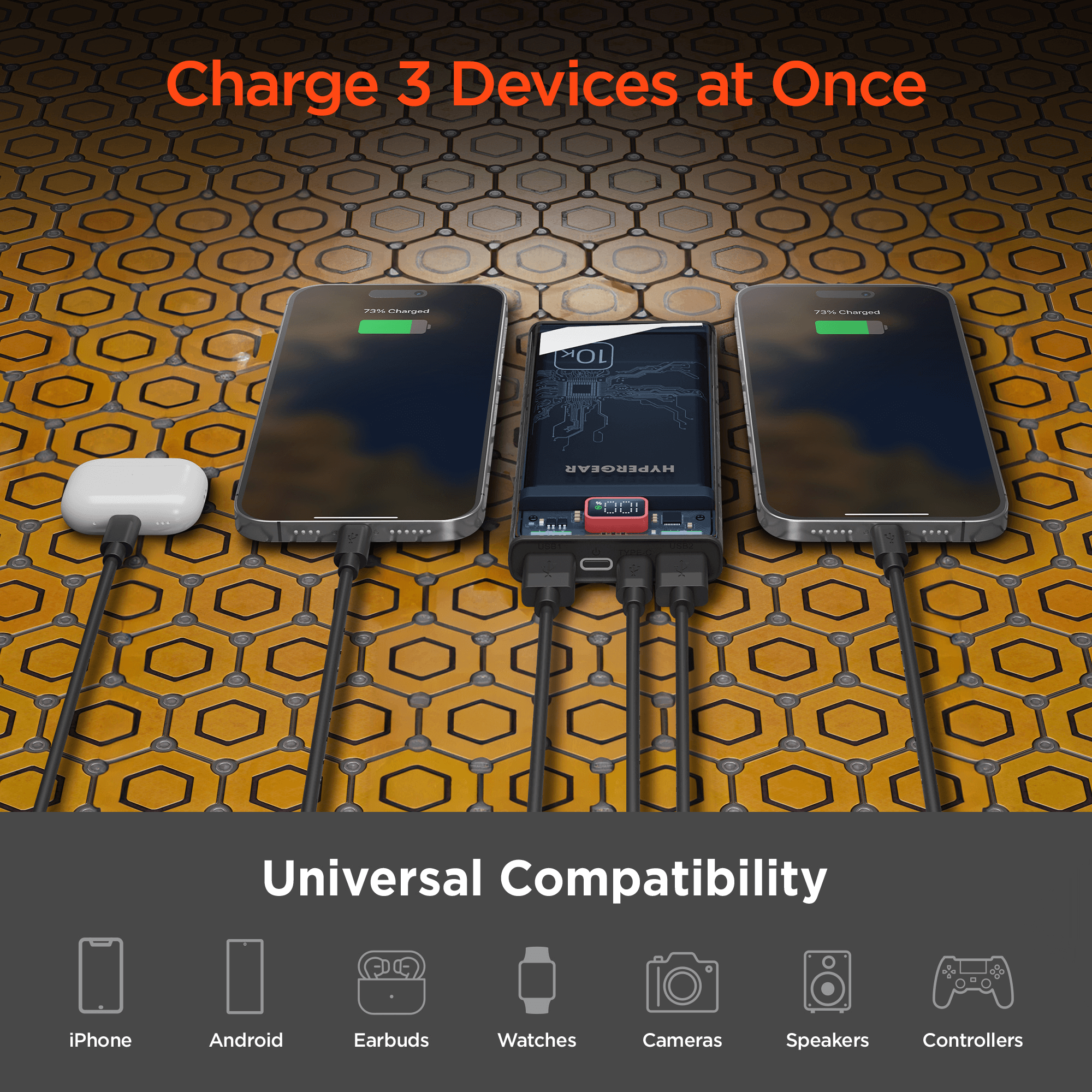 HyperGear ClearCharge 10000mAh Transparent PD Power Bank Jupiter Gear Home