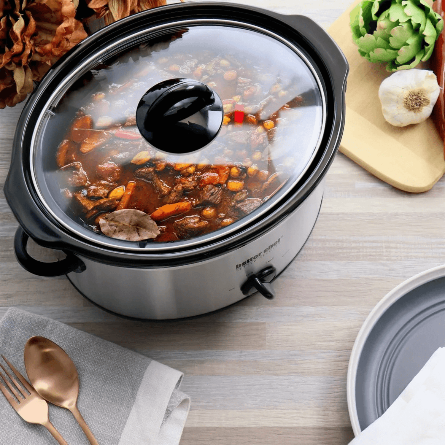 Better Chef 4-Quart Oval Slow Cooker in Brushed Stainless Steel Jupiter Gear Home