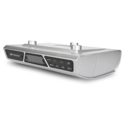 Emerson Under Cabinet FM Radio w Bluetooth, Station Memory and Clock with Timer Jupiter Gear Home