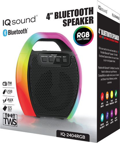Supersonic 4" Portable Bluetooth Speaker with RGB Handle with FM Radio &amp; TWS (IQ-2404RGB) Jupiter Gear Home