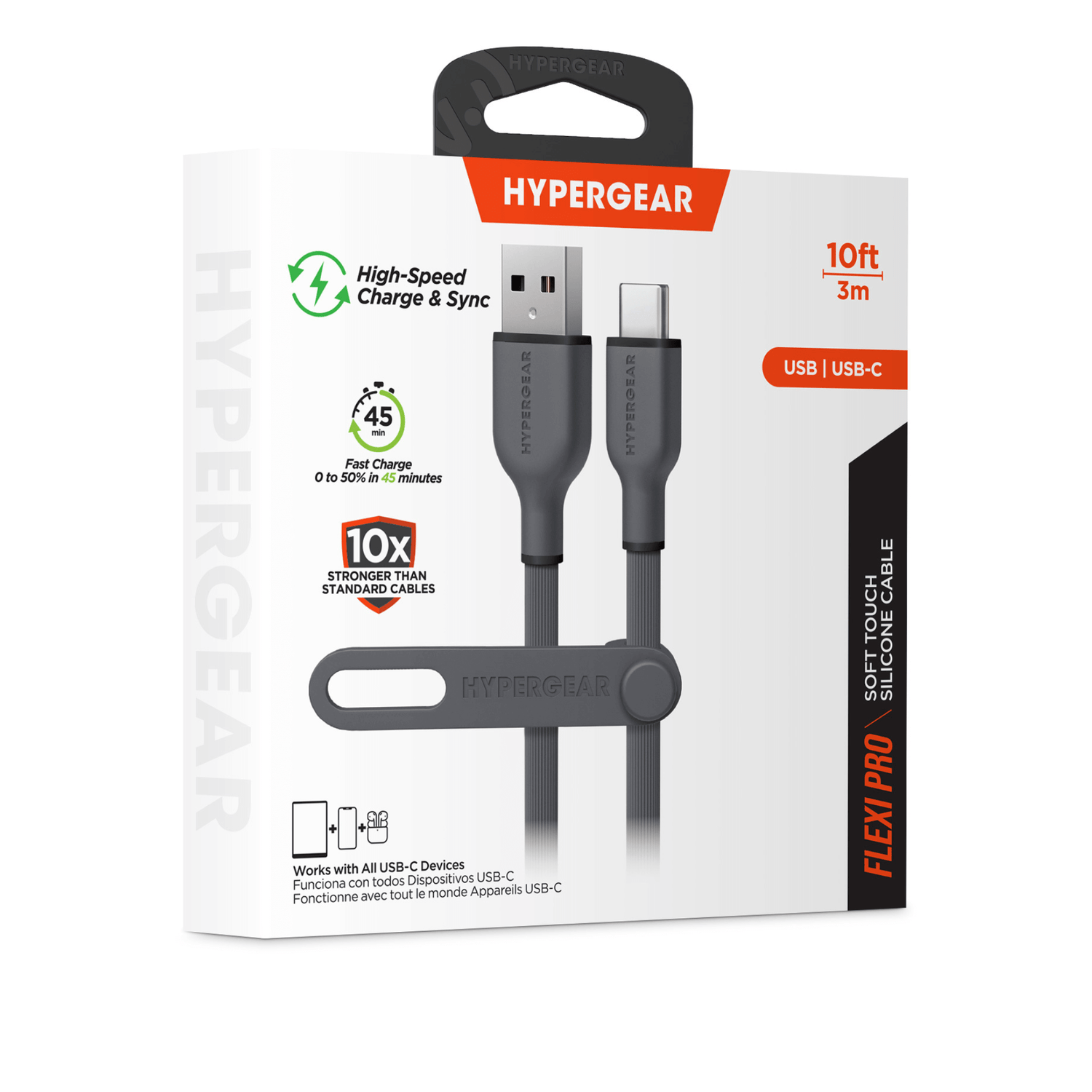 HyperGear Flexi PRO USB to USB-C Cable 10ft Jupiter Gear Home