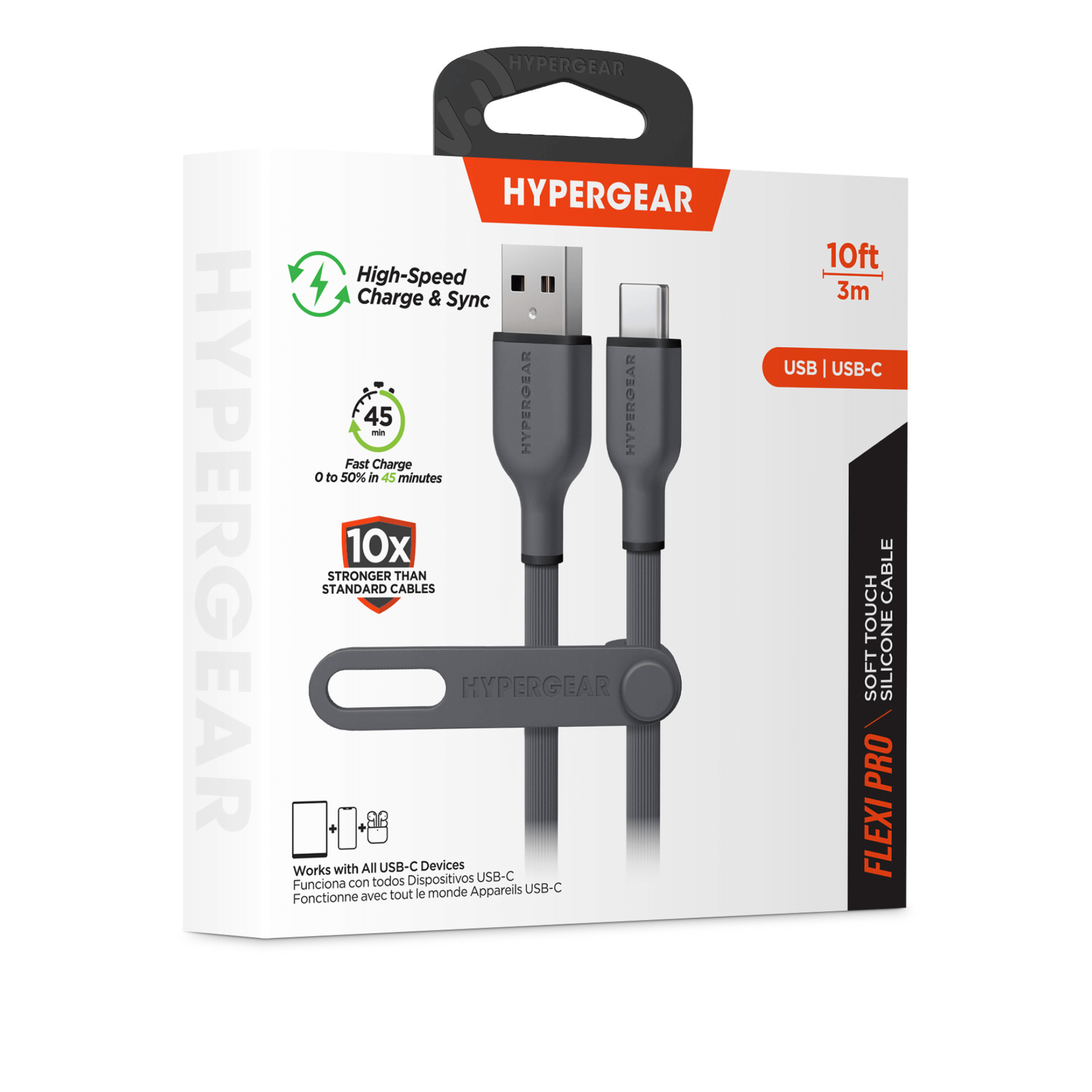HyperGear Flexi PRO USB to USB-C Cable 10ft Jupiter Gear Home