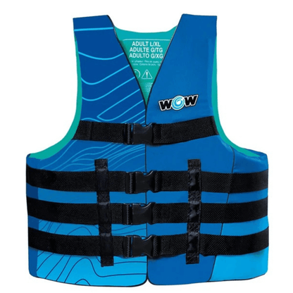 WOW Watersports Vis-Wave Adult Life Vest Blue Jupiter Gear Home