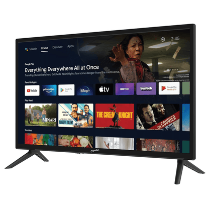 Supersonic 24-inch DLED Smart HDTV with Google Assistant ATSC and NTSC System ACDC Compatible Jupiter Gear Home