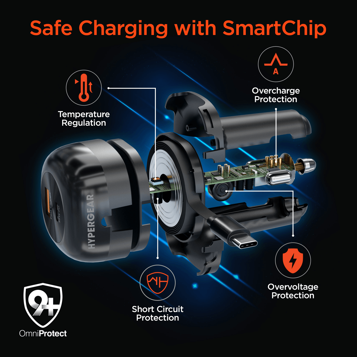 HyperGear SpeedBoost 60W Retractable Car Charger Jupiter Gear Home