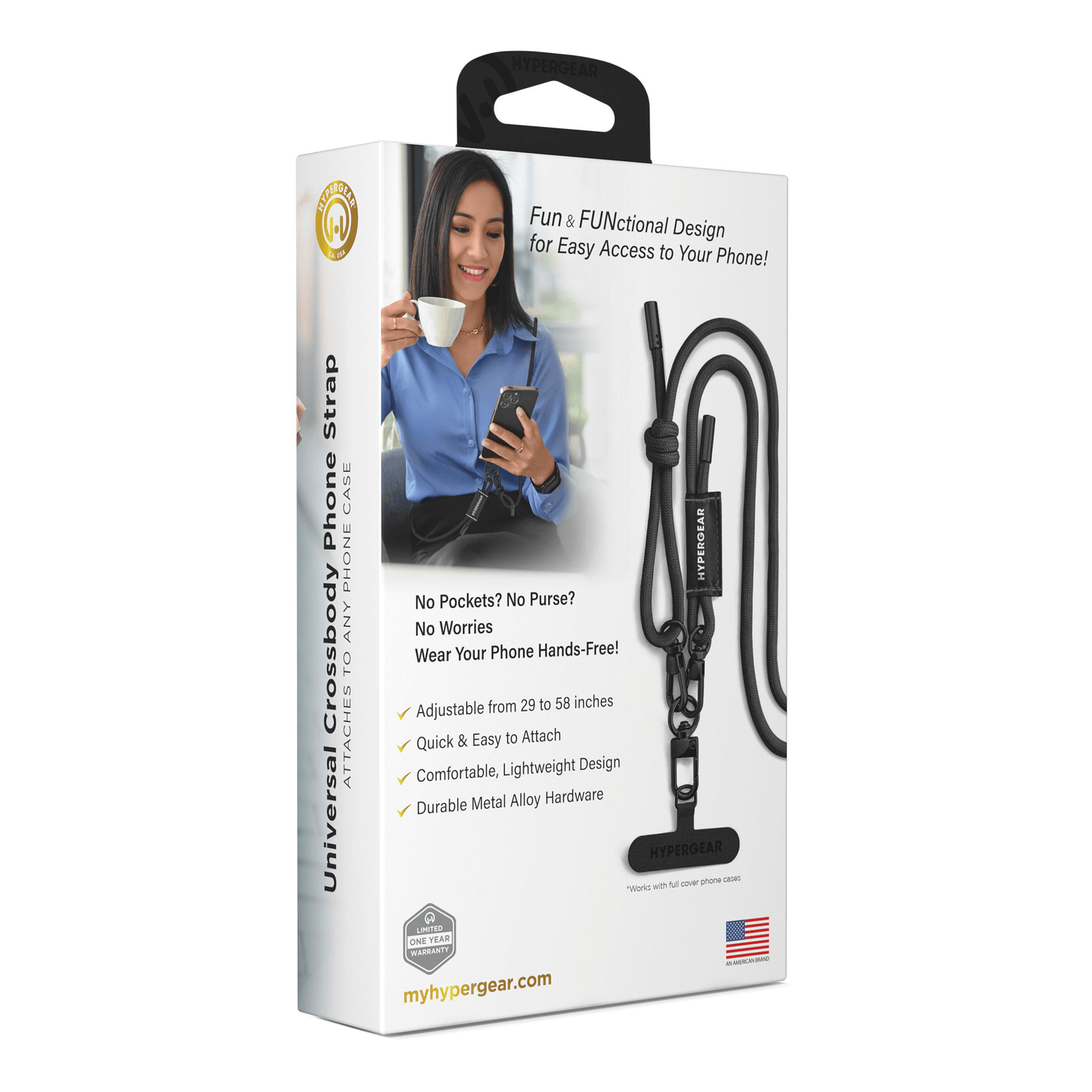 HyperGear TECHcessories Black Braided Rope Universal Crossbody Phone Strap Jupiter Gear Home