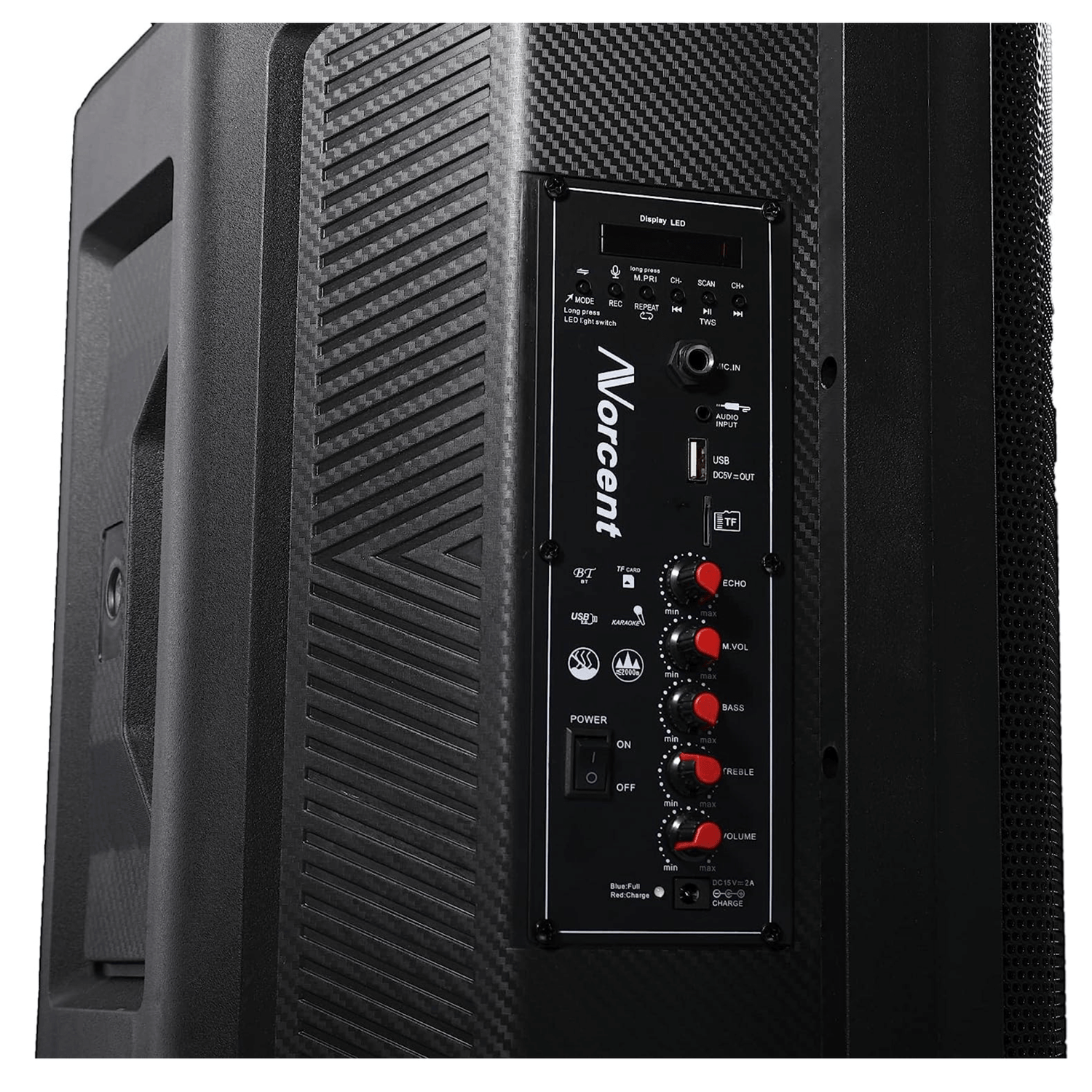 Norcent 12" Portable Wheeled Bluetooth Speaker w Microphone and Flashing Lights Jupiter Gear Home