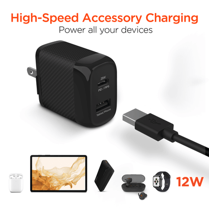 HyperGear SpeedBoost 25W USB-C PD + 12W USB Fast Wall Charger with PPS Jupiter Gear Home