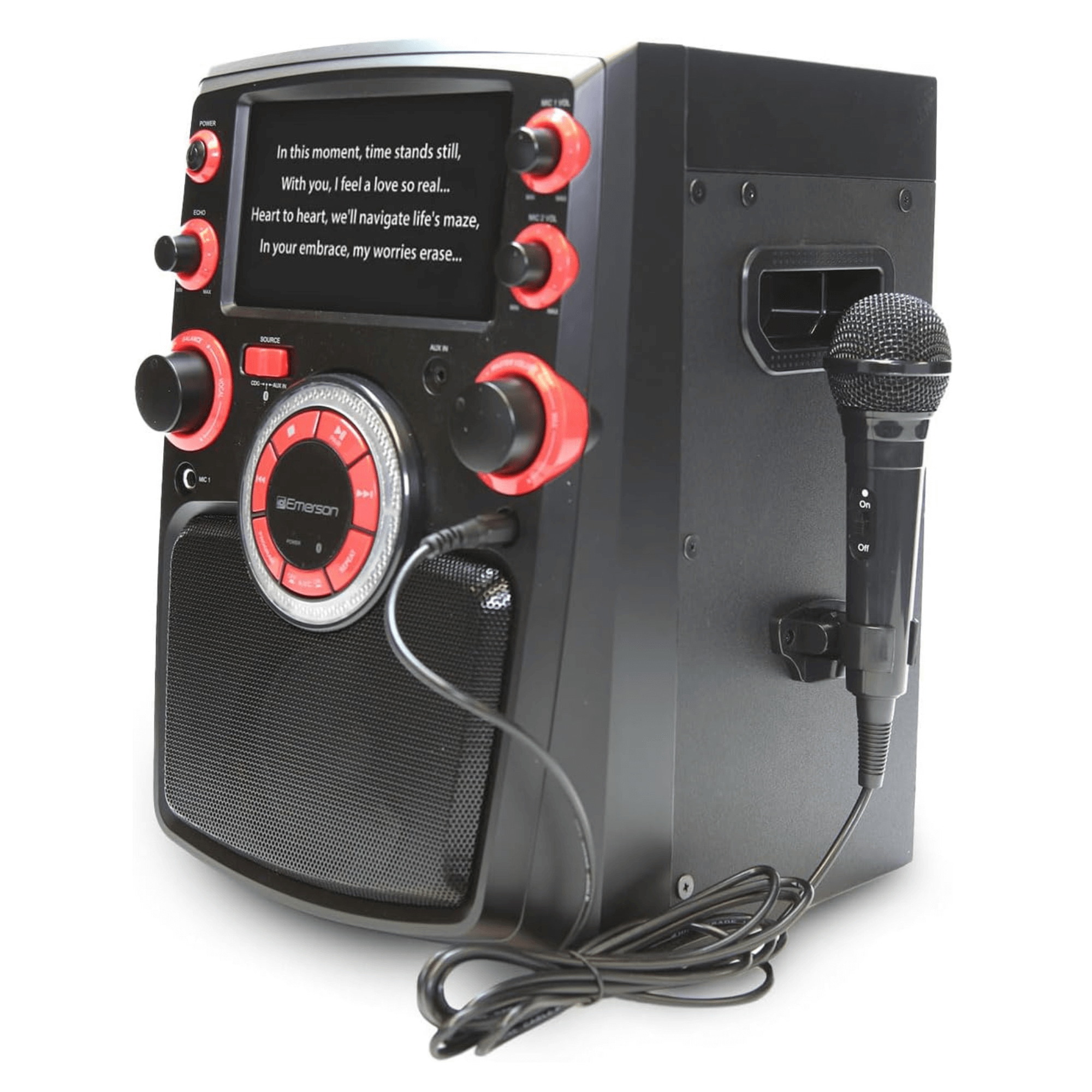 Emerson Portable Bluetooth Karaoke System with 7" LCD Display and Mic Input Jupiter Gear Home