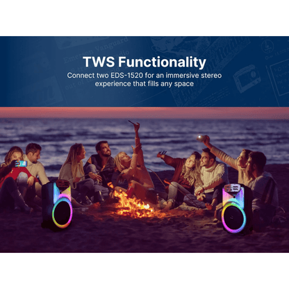Emerson Portable Bluetooth 15" Party Speaker with Flame Lighting Jupiter Gear Home