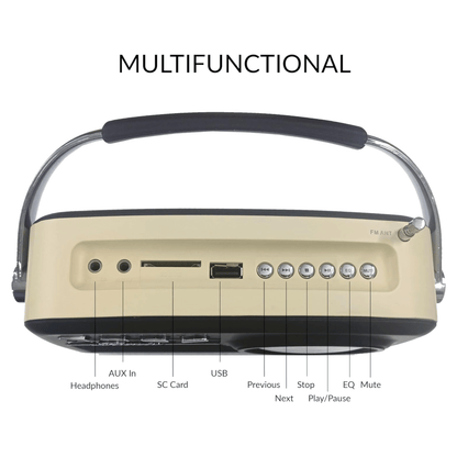 Supersonic Multi-Function Bluetooth Retro Speaker with Rechargeable Battery Jupiter Gear Home