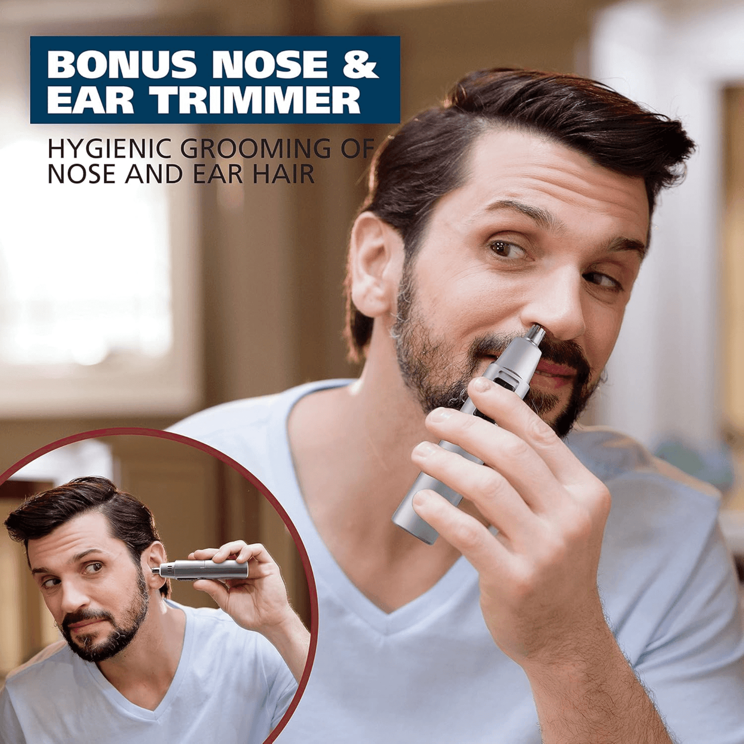 Wahl Battery Operated Beard and Nose-Hair Trimmer Mens Grooming 9-Piece Combo Jupiter Gear Home