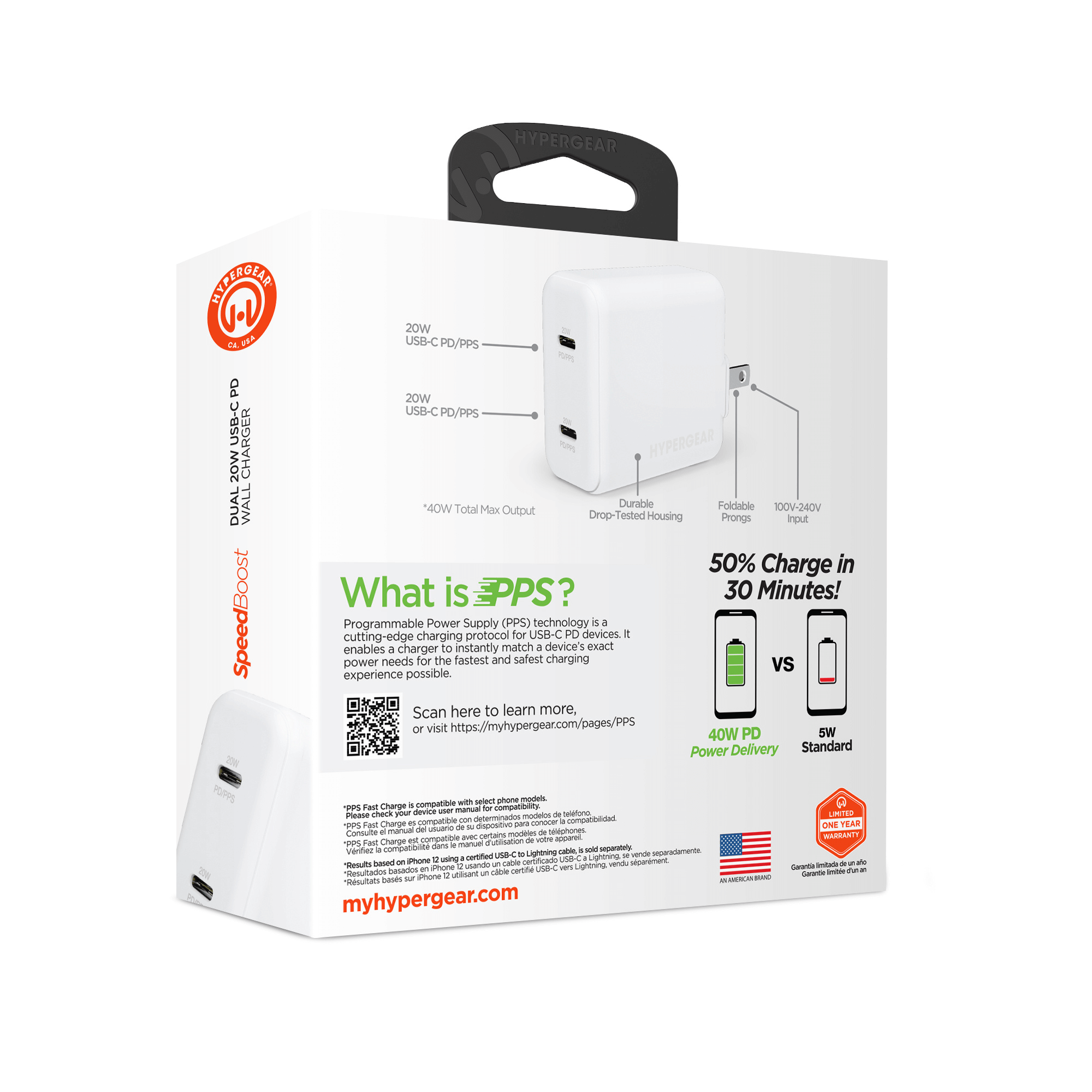 HyperGear PD40W Dual USB-C Wall Charger Jupiter Gear Home