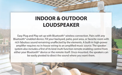 SoundPro Dual Bluetooth Weatherproof Indoor &amp; Outdoor Wall-Mount Loudspeakers Jupiter Gear Home