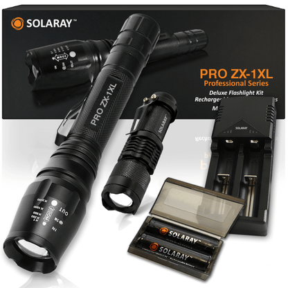 Solaray ZX-1XL 18650 LED Tactical Flashlight Kit Jupiter Gear Home