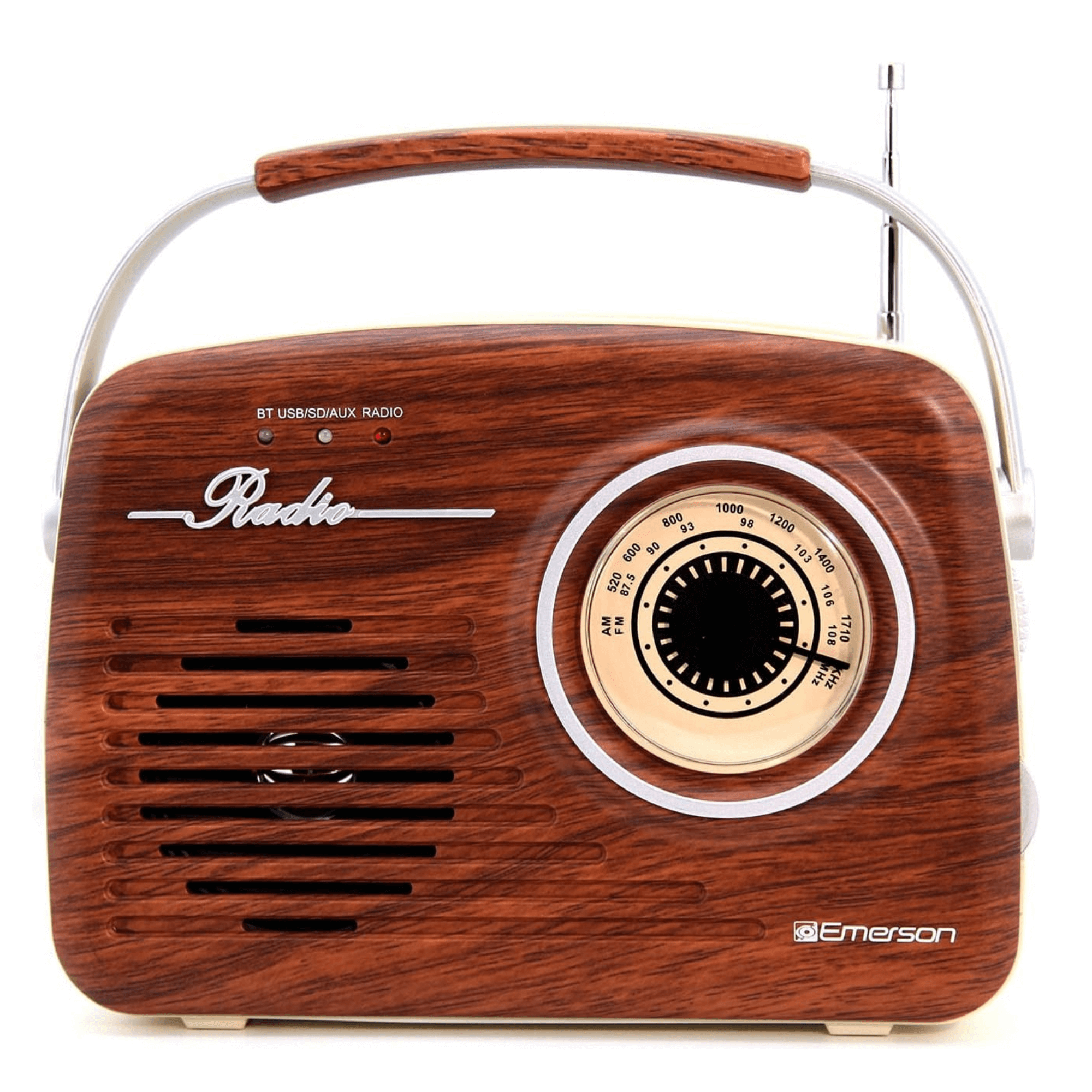 Emerson Portable Retro Radio with Built-In Rechargeable Battery and Memory Set Jupiter Gear Home