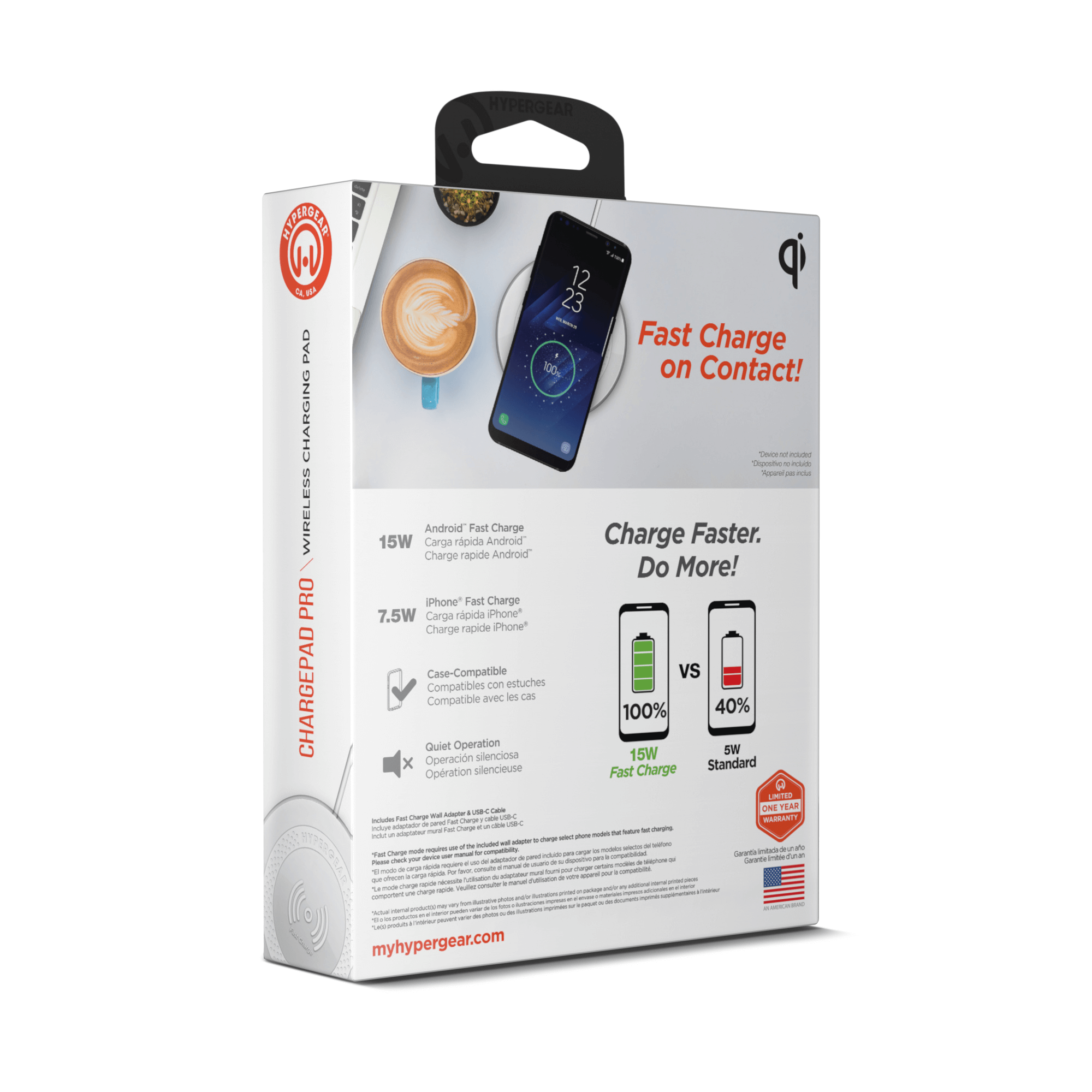 HyperGear ChargePad Pro 15W Wireless Fast Charger USB-C Jupiter Gear Home
