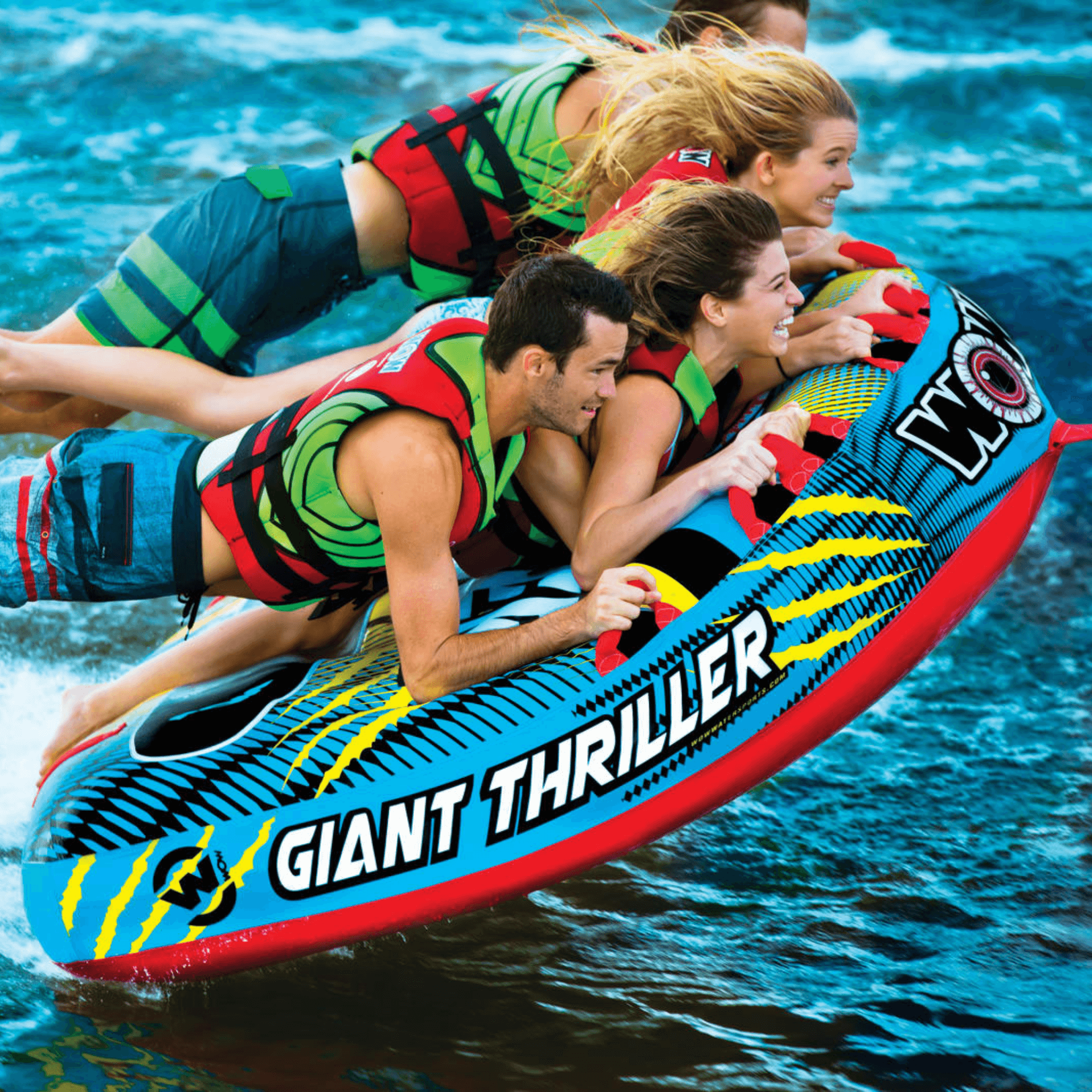 WOW Watersports Giant Thriller 1 to 4 Person Inflatable Towable Deck Tube Jupiter Gear Home