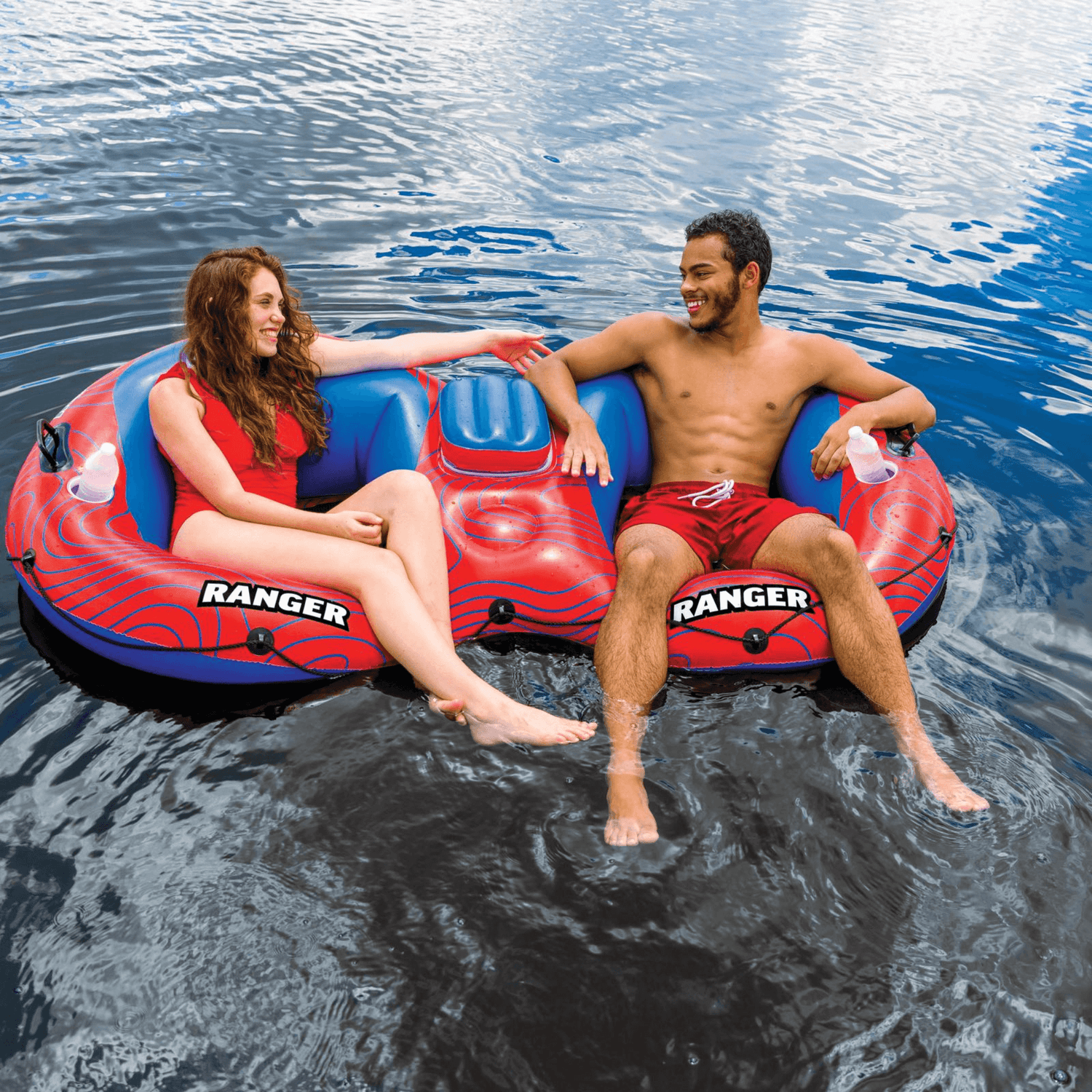 WOW Watersports Ranger 2-Person River Tube with Mesh Bottom and Cup Holders Jupiter Gear Home