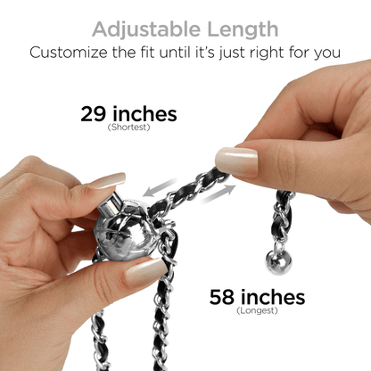 HyperGear TECHcessories Silver Chain with Black Vegan Leather Universal Crossbody Phone Strap Jupiter Gear Home